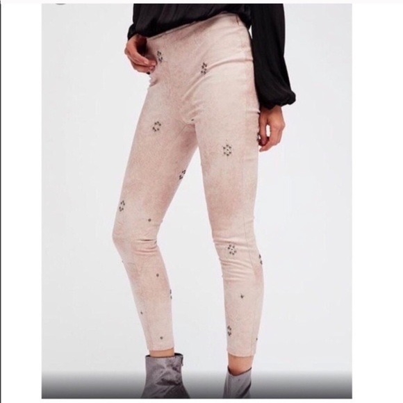 Free People Pants - Free People Blush Pink Vegan Suede Studded Pants